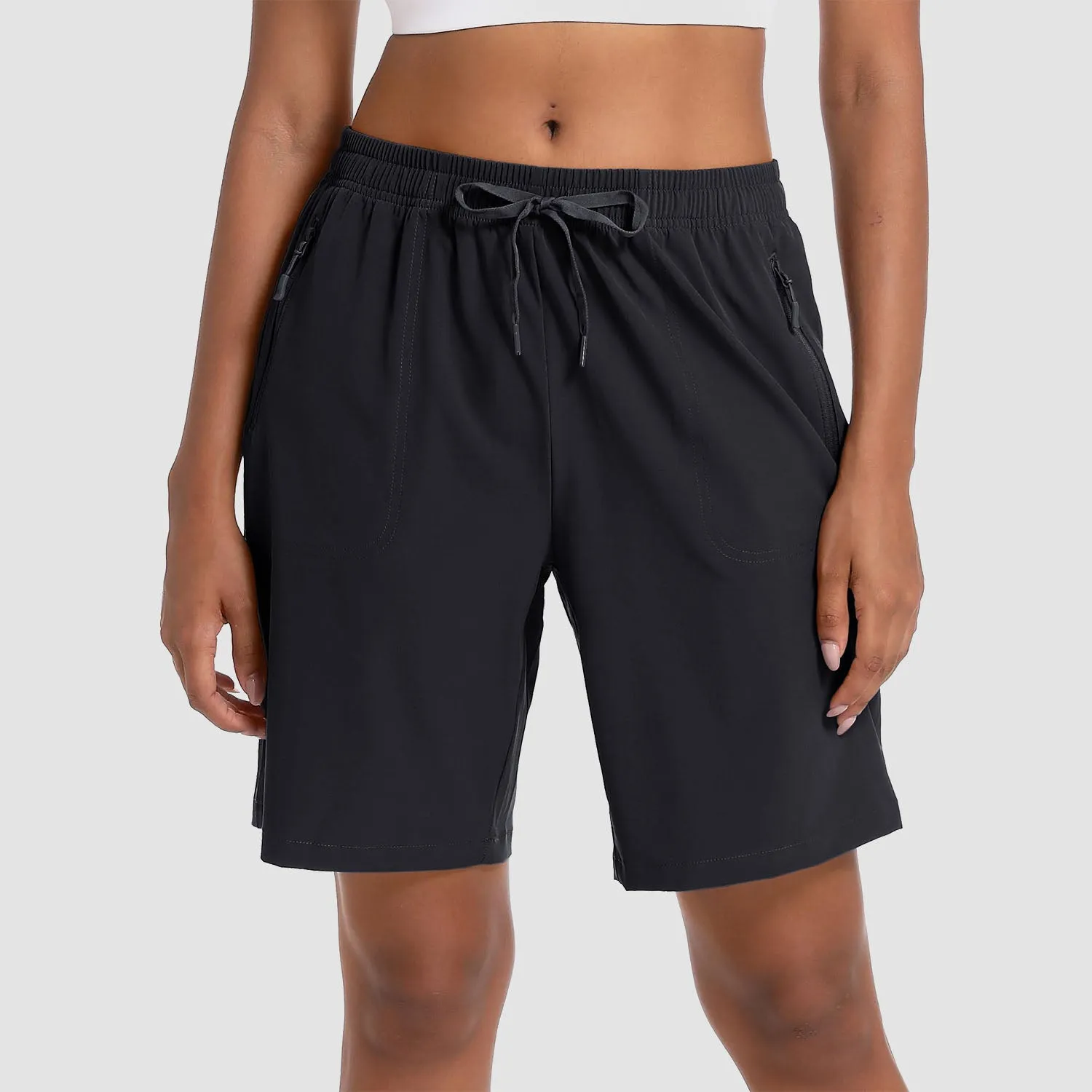 Women's Hiking Shorts Lightweight Quick Dry 8" Golf Shorts Water Resistant with 3 Zipper Pockets