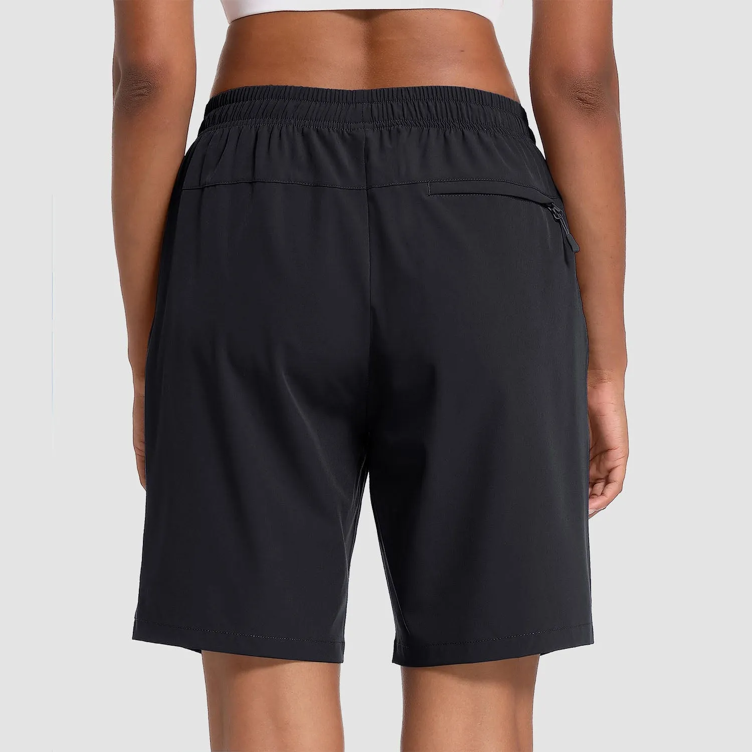 Women's Hiking Shorts Lightweight Quick Dry 8" Golf Shorts Water Resistant with 3 Zipper Pockets