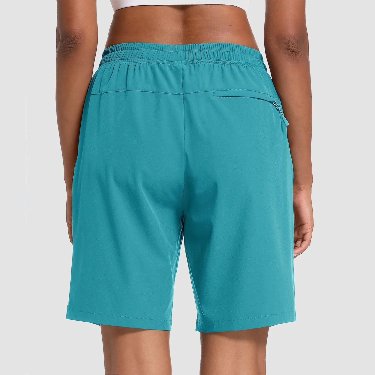 Women's Hiking Shorts Lightweight Quick Dry 8" Golf Shorts Water Resistant with 3 Zipper Pockets