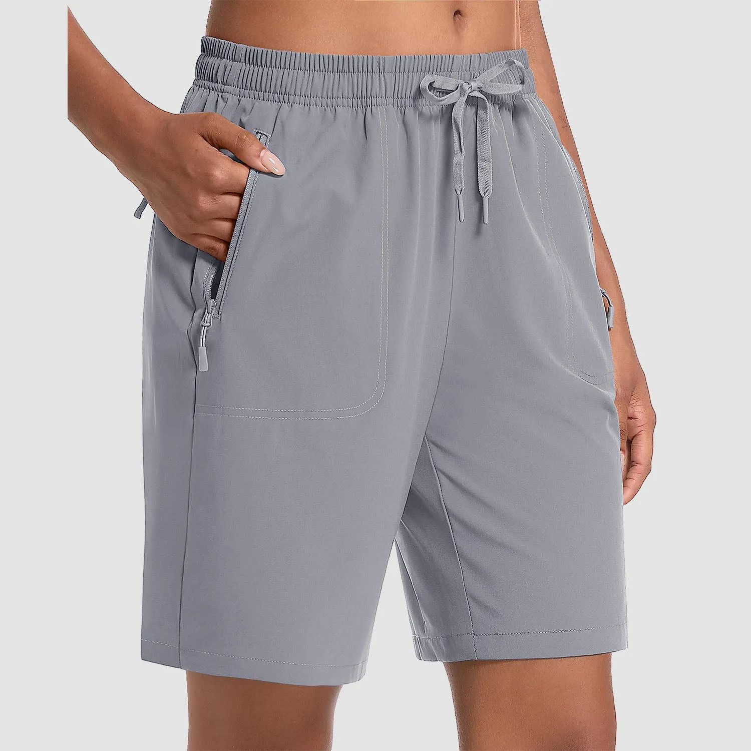 Women's Hiking Shorts Lightweight Quick Dry 8" Golf Shorts Water Resistant with 3 Zipper Pockets