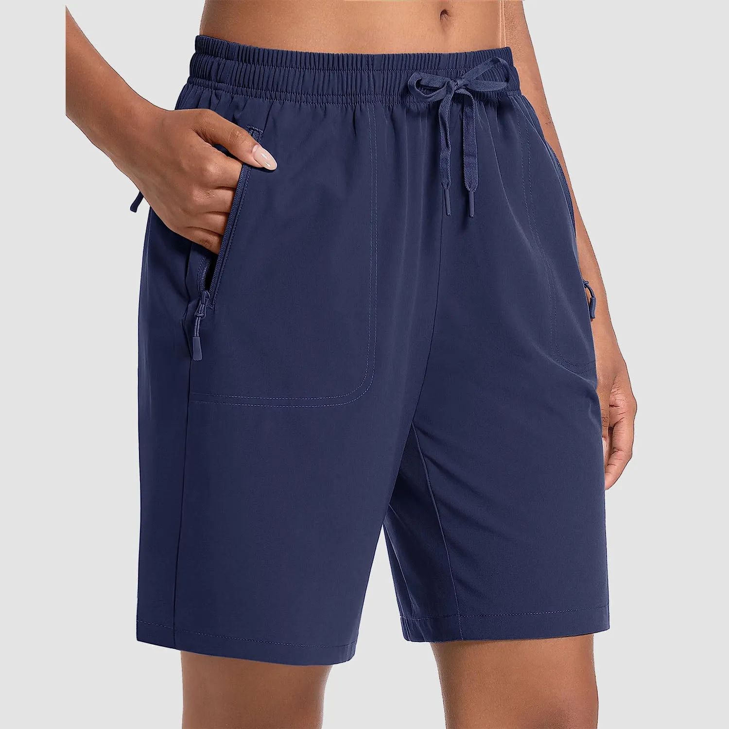 Women's Hiking Shorts Lightweight Quick Dry 8" Golf Shorts Water Resistant with 3 Zipper Pockets
