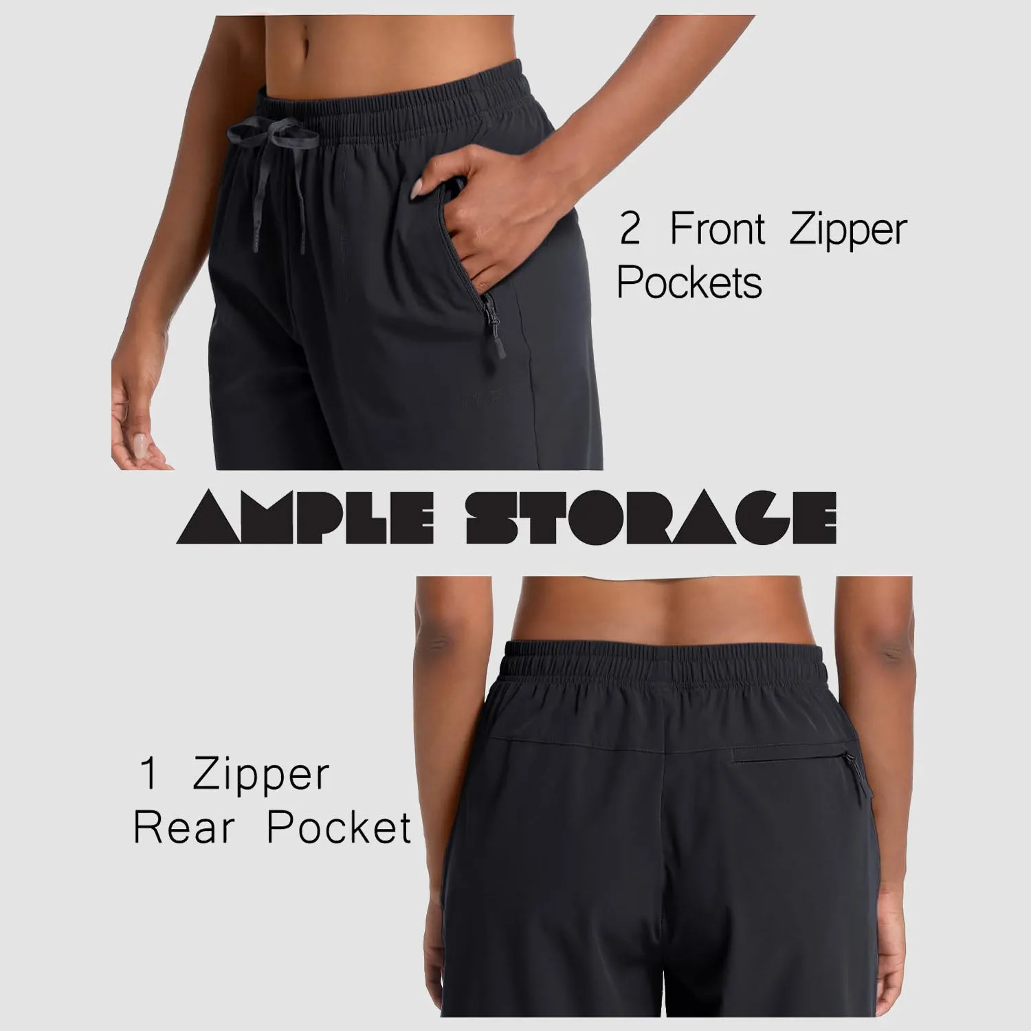 Women's Hiking Shorts Lightweight Quick Dry 8" Golf Shorts Water Resistant with 3 Zipper Pockets