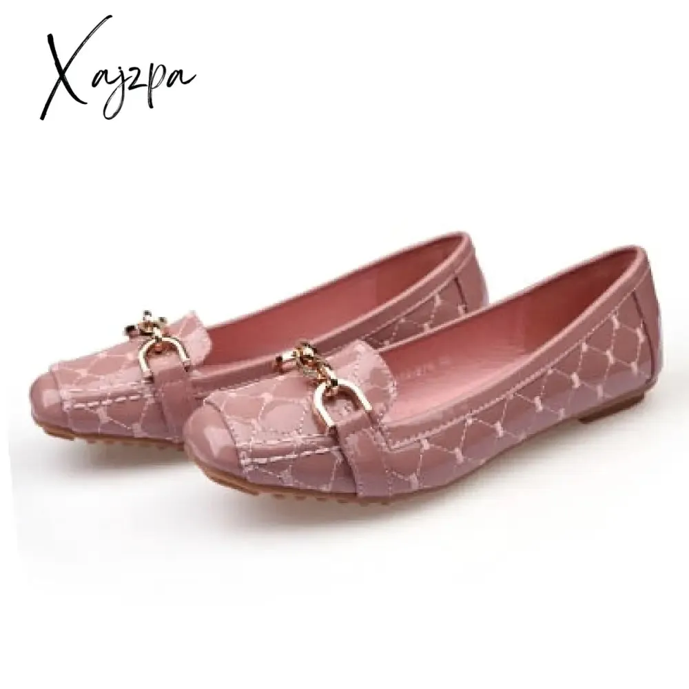 Xajzpa - Flat Shoes Woman Loafers Women Boat Shoes Party Wedding Dress Soft Bottom Square Toe Striking Luxury Brand Design Style
